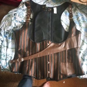 STEAMPUNK Underbust corset steel boned vintage